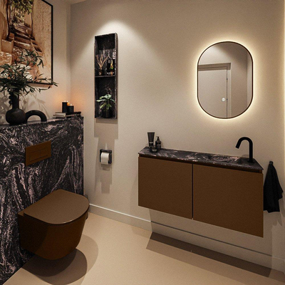 MONDIAZ TURE-DLUX Meuble toilette - 100cm - Rust - EDEN - vasque Lava - position droite - 1 trou de robinet