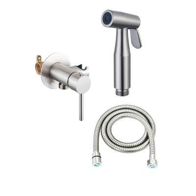Fortifura Calvi Mitigeur Ensemble bidet - support de douchette - flexible de douche 100 cm - douchette bidet - inox brossé