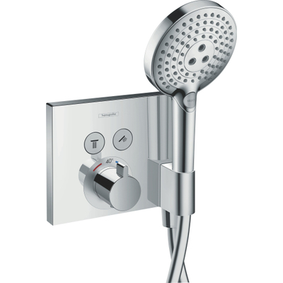 Hansgrohe Set de finition pour mitigeur thermostatique ShowerSelect E encastré avec inverseur 2 voies, fixfit et support Porter chromé