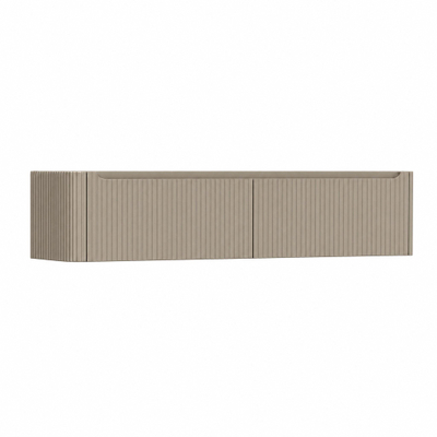 H&R Badmeubelen Juice Wastafelonderkast - 180x45x40cm - linkerhoek afgerond - 3D-front - 2 lades - geïntegreerde greep - olive