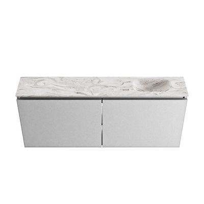 MONDIAZ TURE-DLUX Meuble WC 120 cm Plata. Lavabo EDEN Glace position droite. Sans trou de robinet.