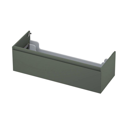 INK Wastafelonderkast - 120x45x35cm - 1 lade - greeploos - MDF lak - Mat beton groen