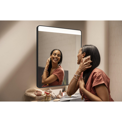 Hansgrohe Xarita Lite Q Spiegel - 60x70cm - led verlichting - Horizontaal - wandschakelaar - mat zwart