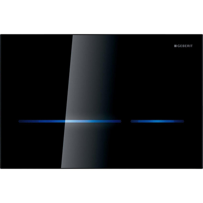 Geberit Sigma80 bedieningsplaat - 2-toets spoeling - rechthoekige knoppen - reservoir - 12cm - Infrarood - 230V - glas - glas zwart