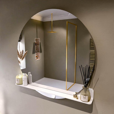 Mondiaz SPOT Badkamerspiegel - rond 110cm - spiegelplanchet - kleur Talc