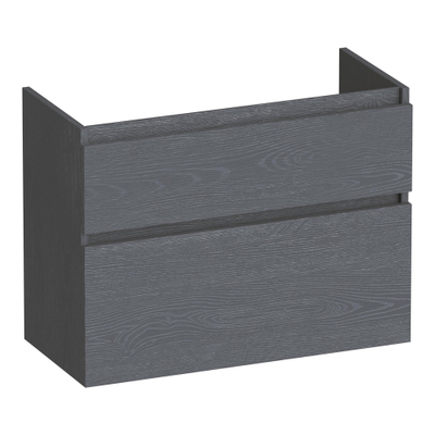 BRAUER Delight meuble sous-lavabo peu profond - 80x39x60cm - 2 tiroirs softclose - sans poignées - 1 découpe pour siphon - Timber Grey