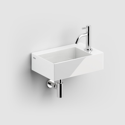 Clou Flush lave-mains 35,5x24,5cm avec bonde incluse avec trou de robinetterie céramique blanc brillant