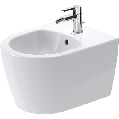 Duravit Me by starck Bidet mural 37x29x48cm avec trou de robinetterie avec trop-plein avec Wondergliss blanc mat