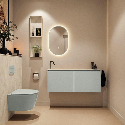 MONDIAZ TURE-DLUX 120cm toiletmeubel Greey. EDEN wastafel Ostra positie links. Met 1 kraangat.