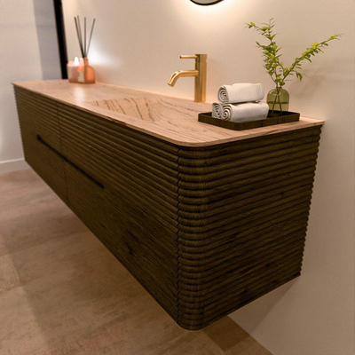 Mondiaz CIRO-DLUX Ensemble de meubles de salle de bains - 190x45x50cm - Plan vasque Solid surface Arena - 1 vasque droite - 1 trou de robinet - 4 tiroirs - Shadow