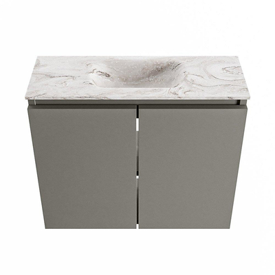 MONDIAZ TURE-DLUX Meuble de toilettes 60 cm Smoke. Lavabo EDEN Glace position milieu. Sans trou de robinet.