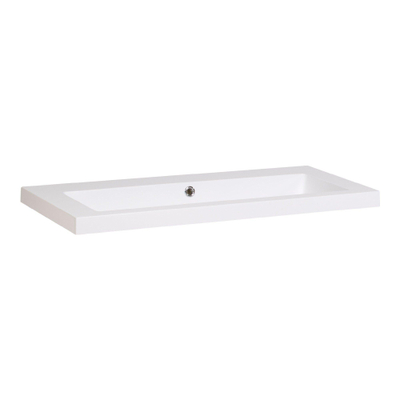 BRAUER Solar Medium lavabo 100x46x5cm - 1 lavabo - 0 trous de robinet - marbre minéral - blanc satiné