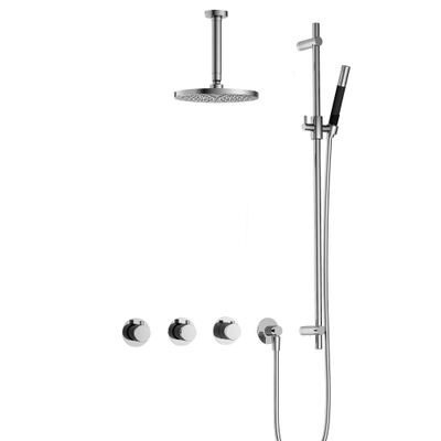 Hotbath Cobber IBS70 Regendoucheset - inbouw - 15cm plafondarm - 20cm ronde hoofddouche - staafhanddouche - glijstang - hoogglans chroom