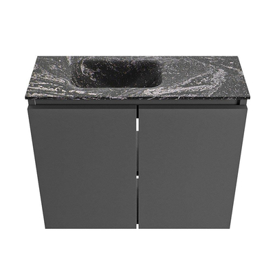MONDIAZ TURE-DLUX Meuble de toilettes 60 cm Dark Grey. Lavabo EDEN Lava position gauche. Avec 1 trou de robinet.