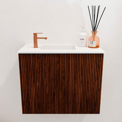 Mondiaz JOYA 50cm toiletmeubel - kleur Ruby - Wastafel FAYE positie Links 1 kraangat kleur Talc.