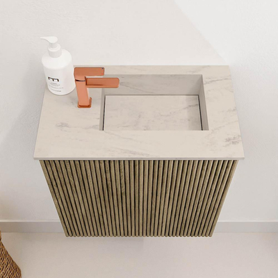 Mondiaz JOYA-DLUX 40cm toiletmeubel - kleur Dusk - Wastafel FAYE positie Rechts 1 kraangat kleur Opalo.