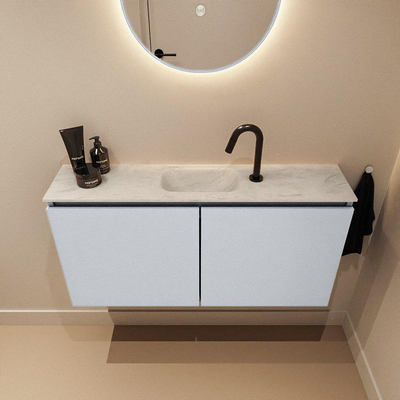 MONDIAZ TURE-DLUX 100cm toiletmeubel Clay. EDEN wastafel Opalo positie midden. Met 1 kraangat.