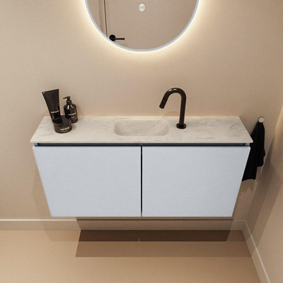 MONDIAZ TURE-DLUX Meuble toilette - 100cm - Clay - EDEN - vasque Opalo - position centrale - 1 trou de robinet
