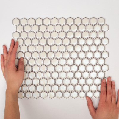 The Mosaic Factory Barcelona mozaïektegel - 26x30cm - 6mm - hexagon - glans soft wit