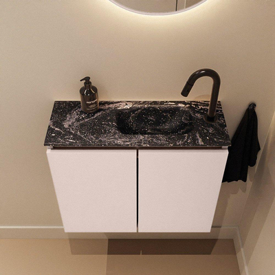 MONDIAZ TURE-DLUX Meuble de toilettes 60cm Rosee. Lavabo EDEN Lava position droite. Avec 1 trou de robinet.