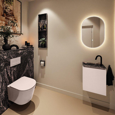 MONDIAZ TURE-DLUX 40cm toiletmeubel Rosee. EDEN wastafel Lava positie links. Met 1 kraangat.