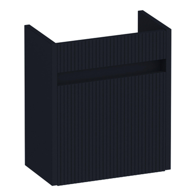 BRAUER Adore Wavy meuble sous-lavabo pour lave-mains - 40x45x22cm - avec 1 porte sans poignée ouverture à droite noir mat