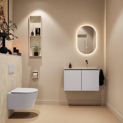 MONDIAZ TURE-DLUX Meuble WC - 80cm - Cale - EDEN - lavabo Ostra - position droite - Sans trou de robinet