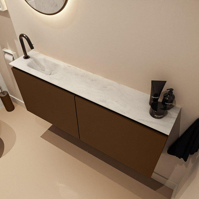 MONDIAZ TURE-DLUX 120cm toiletmeubel Rust. EDEN wastafel Opalo positie links. Met 1 kraangat.