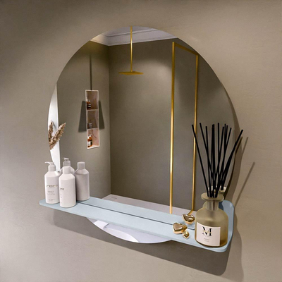 Mondiaz SPOT spiegel – Ø80 cm – met planchet – Clay (bruin)