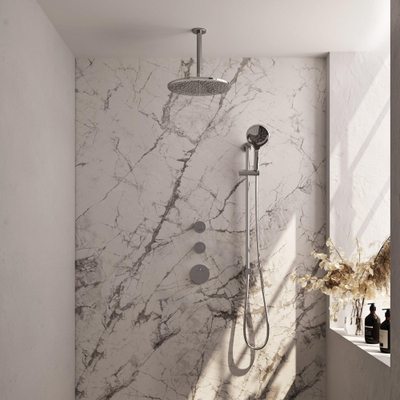 BRAUER Chrome Edition inbouw regendoucheset – Ø30 cm hoofddouche – 20 cm plafondbuis – ronde handdouche – glijstang 70 cm