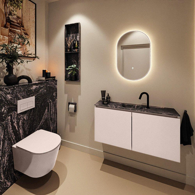 MONDIAZ TURE-DLUX 100cm toiletmeubel Rosee. EDEN wastafel Lava positie midden. Met 1 kraangat.