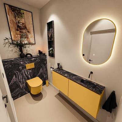 MONDIAZ TURE-DLUX meuble WC 120 cm Ocher. EDEN lavabo Lava position droite. Sans trou de robinet.