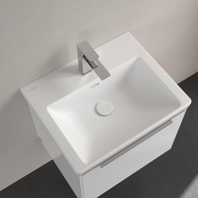 Villeroy & boch subway 3.0 lavabo de meuble 55x44x16,5cm rectangle 1 trou pour robinet avec trou de trop-plein pierre blanche mate céramique+