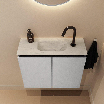 MONDIAZ TURE-DLUX 60cm toiletmeubel Plata. EDEN wastafel Opalo positie midden. Met 1 kraangat.