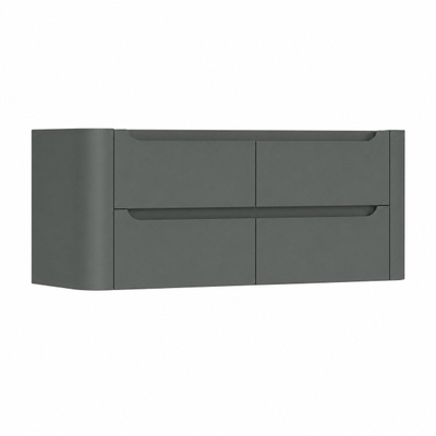 H&R Badmeubelen Juice Meuble sous-vasque - 120x45x50cm - coins arrondis - 4 tiroirs - poignée intégrée - Pétrole mat