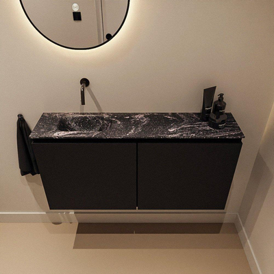 MONDIAZ TURE-DLUX 100cm toiletmeubel Urban. EDEN wastafel Lava positie links. Zonder kraangat.