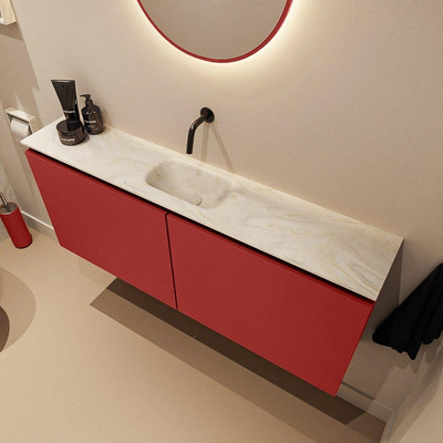 MONDIAZ TURE-DLUX meuble WC 120 cm Fire. EDEN lavabo Ostra position milieu. Sans trou de robinet.