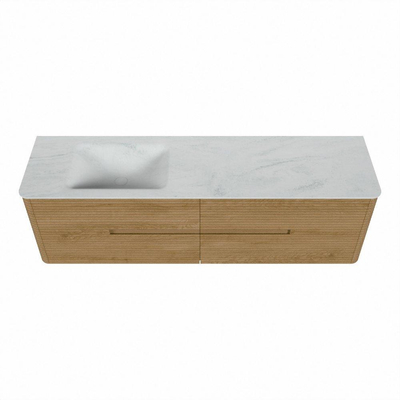 Mondiaz CIRO-DLUX Badkamermeubelset - 170x45x50cm - Solid surface wastafel Opalo - 1 wasbak Links - 1 kraangat - 4 lades - Oak