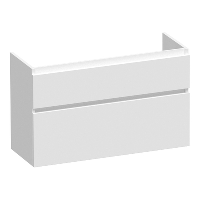 BRAUER Delight meuble sous-lavabo peu profond - 100x39x60cm - 2 tiroirs softclose - sans poignées - 1 découpe pour siphon - blanc mat