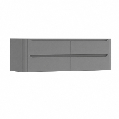H&R Badmeubelen Juice Wastafelonderkast - 160x45x50cm - linkerhoek afgerond - 4 lades - geïntegreerde greep - stone grey mat