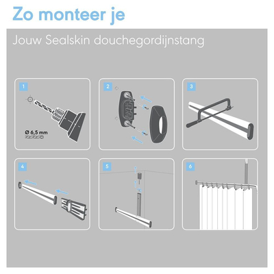 Sealskin Easy Roll Douchegordijnhaken 12 stuks Mat aluminium