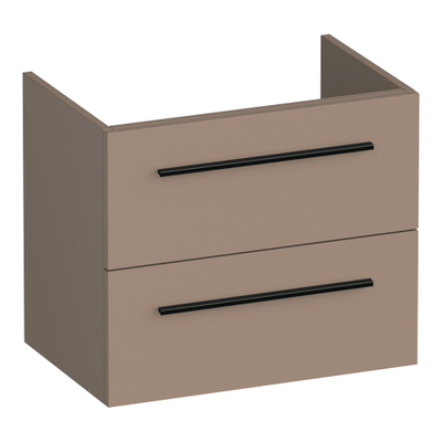 BRAUER Trust meuble sous-lavabo peu profond 60 sans poignées rapportées 2 tiroirs à fermeture douce et 1 découpe pour siphon - moka mat