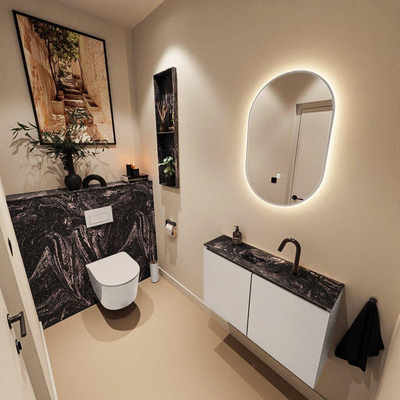 MONDIAZ TURE-DLUX 80cm toiletmeubel Linen. EDEN wastafel Lava positie midden. Met 1 kraangat.