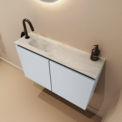 MONDIAZ TURE-DLUX 80cm toiletmeubel Clay. EDEN wastafel Opalo positie links. Met 1 kraangat.
