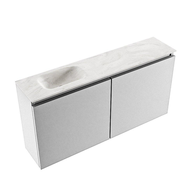 MONDIAZ TURE-DLUX Meuble de WC 100 cm Plata. Lavabo EDEN Ostra position gauche. Avec 1 trou de robinet.