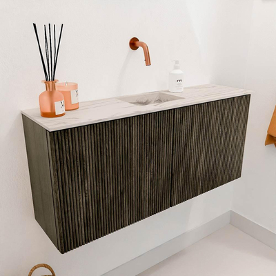 Mondiaz JOYA-DLUX 90cm toiletmeubel - kleur Shadow - Wastafel FAYE positie Midden Zonder kraangat kleur Nata.