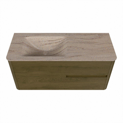 Mondiaz CIRO-DLUX Ensemble de meubles de salle de bains - 110x45x50cm - vasque en solid surface Saba - 1 lavabo à gauche - sans trous de robinet - 2 tiroirs - Dusk