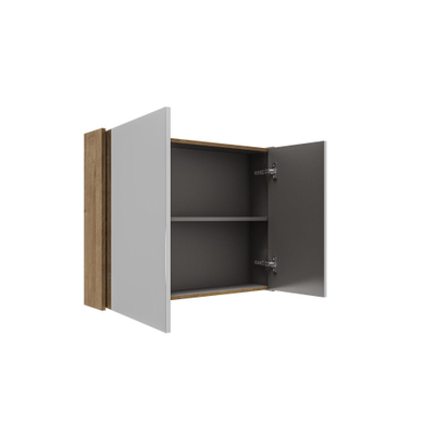 Saniclass Holz Atelier Armoire miroir - 80x63x16cm - incluant panneaux latéraux - Chêne natural