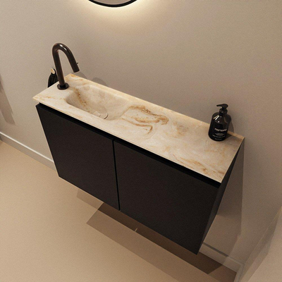 MONDIAZ TURE-DLUX 80cm toiletmeubel Urban. EDEN wastafel Frappe positie links. Met 1 kraangat.