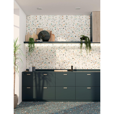 Terravito Hovano carreau mural et de sol - 60x60cm - 10mm - Carré - rectifié - Terrazzo - Crème mat